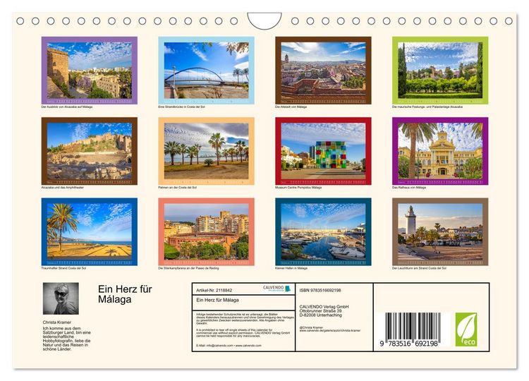 Produktbild: Ein Herz f&uuml;r M&aacute;laga (Wandkalender 2026 DIN A4 quer), CALVENDO Monatskalender