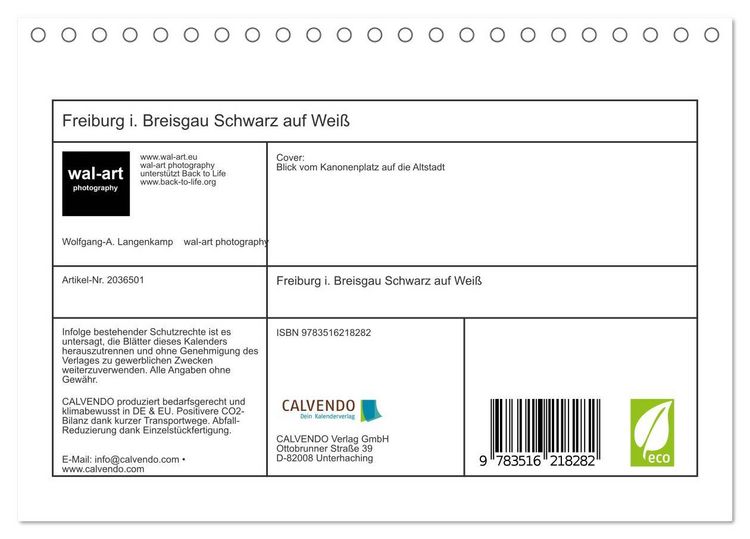 Produktbild: Freiburg i. Breisgau Schwarz auf Wei&szlig; (Tischkalender 2026 DIN A5 quer), CALVENDO Monatskalender