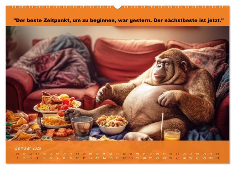 Produktbild: Der tierisch lustige Abnehmkalender (hochwertiger Premium Wandkalender 2026 DIN A2 quer), Kunstdruck in Hochglanz