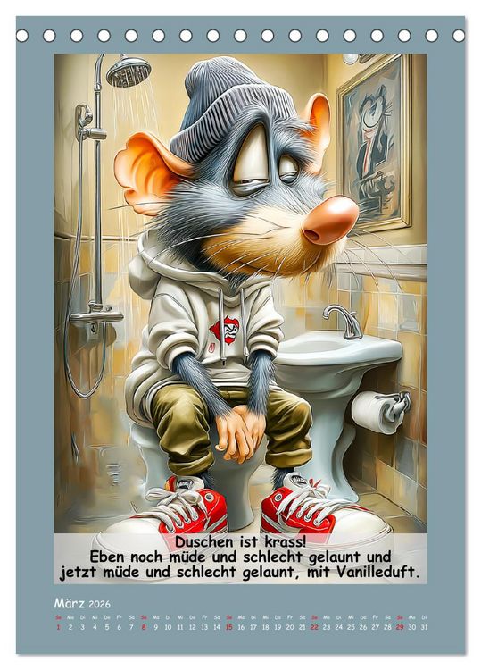 Produktbild: Rattige Jungs. Trockener, b&ouml;ser Stadtratten-Humor (Tischkalender 2026 DIN A5 hoch), CALVENDO Monatskalender