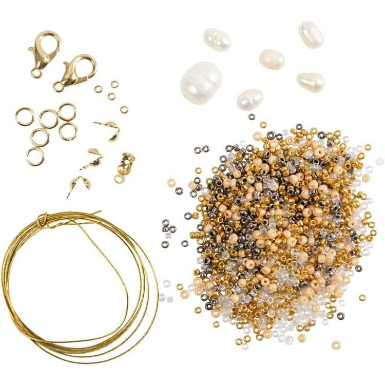 Produktbild: Creativ Company DIY Sets Beads Mini Kreativ Set Schmuck, Armband und Halskette mit Verschluss, Kreativ Box