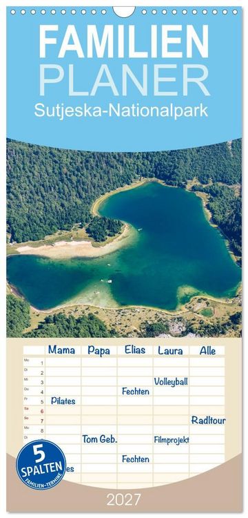 Produktbild: Familienplaner 2027 - Sutjeska-Nationalpark mit 5 Spalten (Wandkalender, 21 x 45 cm) CALVENDO