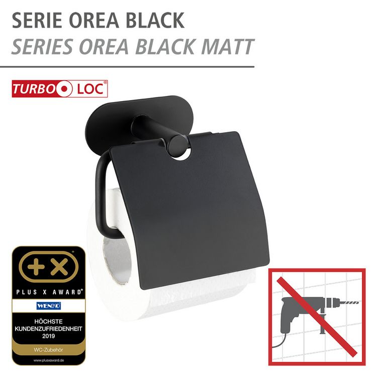 Produktbild: Turbo-Loc&reg; Toilettenpapierhalter mit Deckel Mod. Orea Black M., mit Deckel