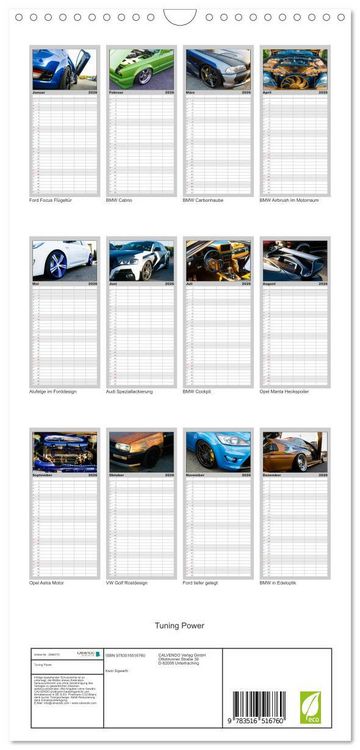 Produktbild: Familienplaner 2026 - Tuning Power mit 5 Spalten (Wandkalender, 21 x 45 cm) CALVENDO