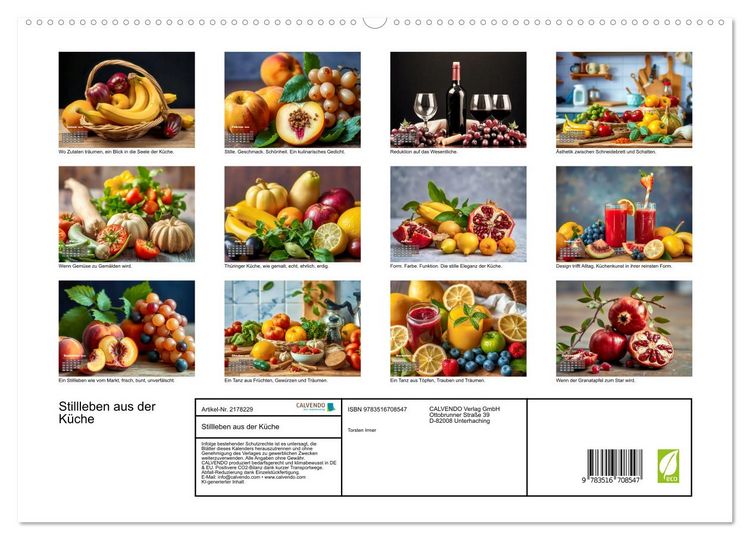 Produktbild: Stillleben aus der K&uuml;che (hochwertiger Premium Wandkalender 2026 DIN A2 quer), Kunstdruck in Hochglanz
