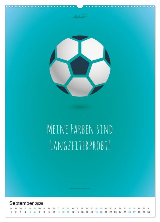 Produktbild: vollgeherzt: Der lustige Zitate-Wandkalender f&uuml;r Fu&szlig;ballfans und Sportbegeisterte! (Wandkalender 2026 DIN A2 hoch), CALVENDO Monatskalender