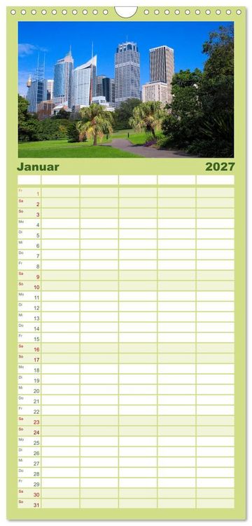 Produktbild: Familienplaner 2027 - Australien mit 5 Spalten (Wandkalender, 21 x 45 cm) CALVENDO