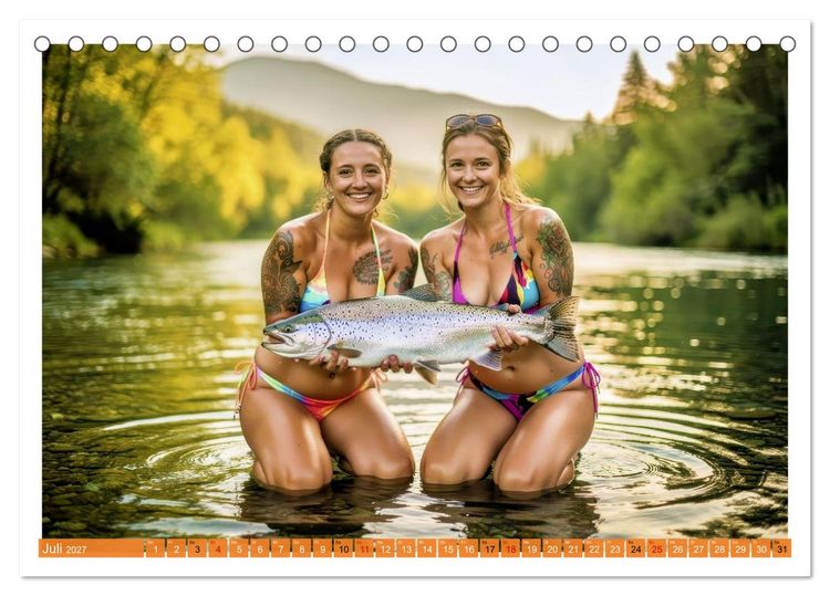 Produktbild: Sexy - Girls mit gro&szlig;en Lachsen (Tischkalender 2027 DIN A5 quer), CALVENDO Monatskalender