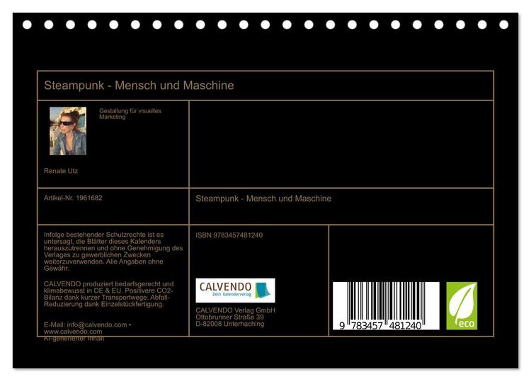Produktbild: Steampunk - Mensch und Maschine (Tischkalender 2026 DIN A5 quer), CALVENDO Monatskalender