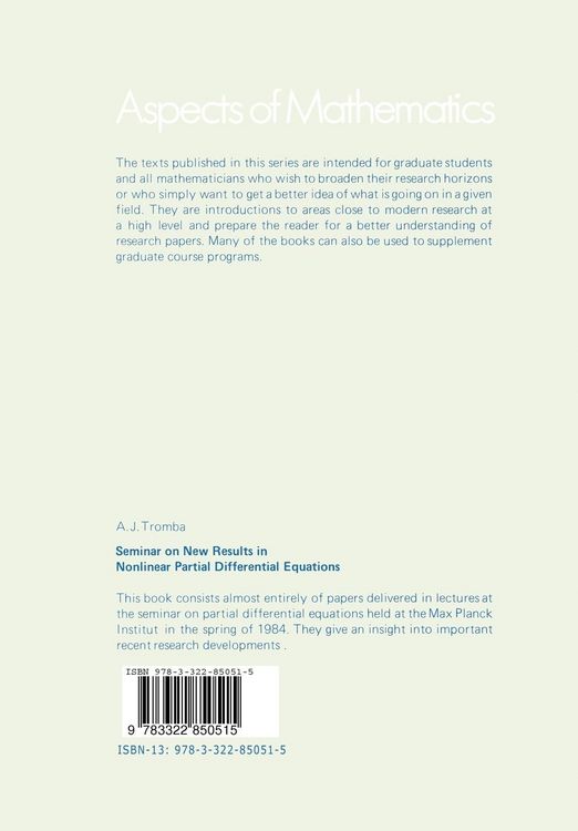 Produktbild: Seminar on New Results in Nonlinear Partial Differential Equations