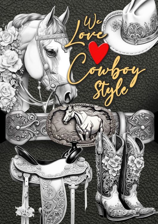 Produktbild: We love Cowboy Style Malbuch f&uuml;r Erwachsene