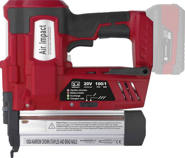 Produktbild: TOOLCRAFT TO-7427298 Akku-Nagler inkl. Akku-Lampe, ohne Akku, ohne Ladeger&auml;t