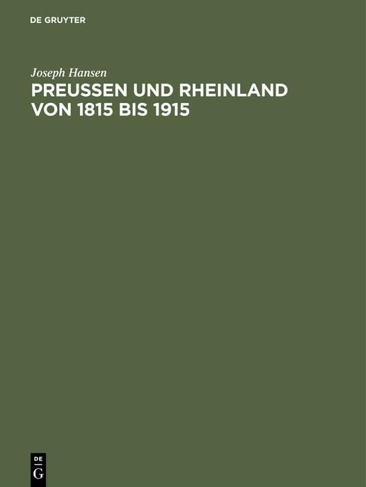 Produktbild: Preu&szlig;en und Rheinland von 1815 bis 1915