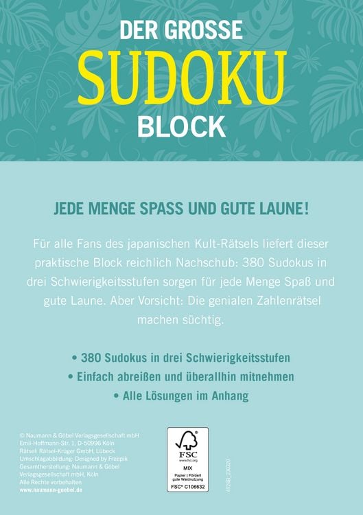 Produktbild: Der gro&szlig;e Sudoku Block Band 7