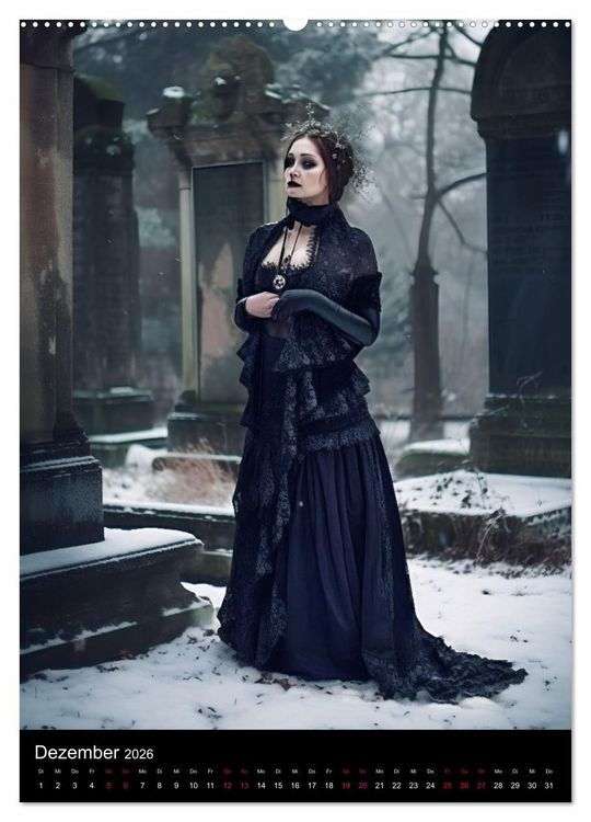Produktbild: Gothic Kalender - Ein Jahr voller Gothic-Mystik und Eleganz (Wandkalender 2026 DIN A2 hoch), CALVENDO Monatskalender