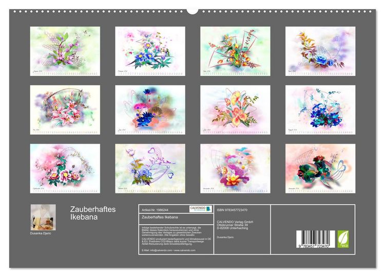 Produktbild: Zauberhaftes Ikebana (hochwertiger Premium Wandkalender 2026 DIN A2 quer), Kunstdruck in Hochglanz