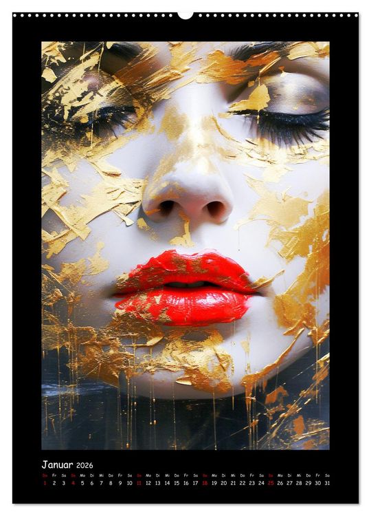 Produktbild: Goldene Portraits. Fusion von Kunst und &Auml;sthetik (Wandkalender 2026 DIN A2 hoch), CALVENDO Monatskalender