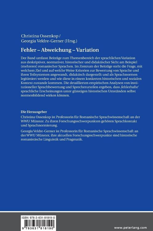 Produktbild: Fehler &ndash; Abweichung &ndash; Variation