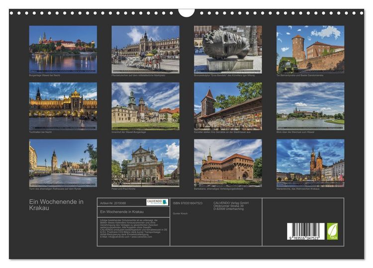 Produktbild: Ein Wochenende in Krakau (Wandkalender 2026 DIN A3 quer), CALVENDO Monatskalender