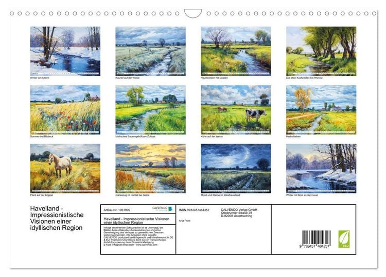 Produktbild: Havelland - Impressionistische Visionen einer idyllischen Region (Wandkalender 2026 DIN A3 quer), CALVENDO Monatskalender