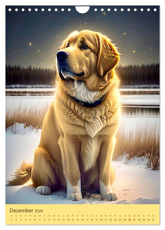 Produktbild: Golden Retriever. Kunstvolle Portr&auml;ts des beliebten Hundes (Wandkalender 2026 DIN A4 hoch), CALVENDO Monatskalender