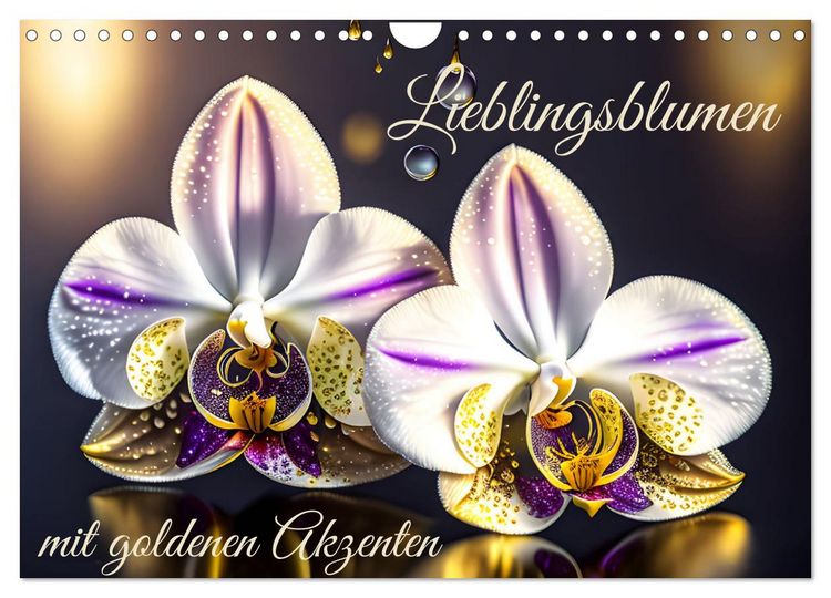 Produktbild: Lieblingsblumen mit goldenen Akzenten (Wandkalender 2026 DIN A4 quer), CALVENDO Monatskalender