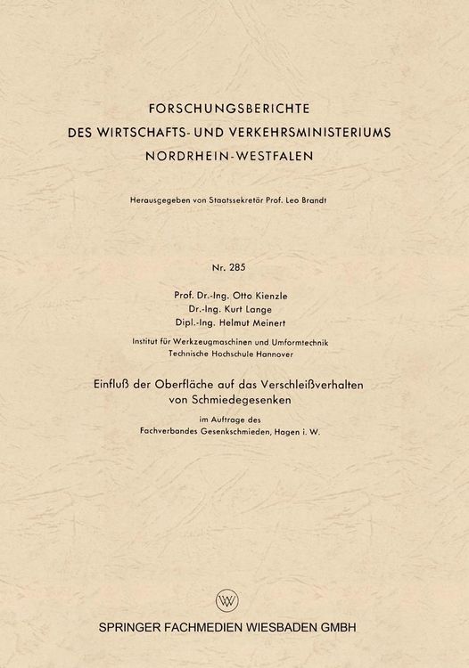 Produktbild: Einflu&szlig; der Oberfl&auml;che auf das Verschlei&szlig;verhalten von Schmiedegesenken