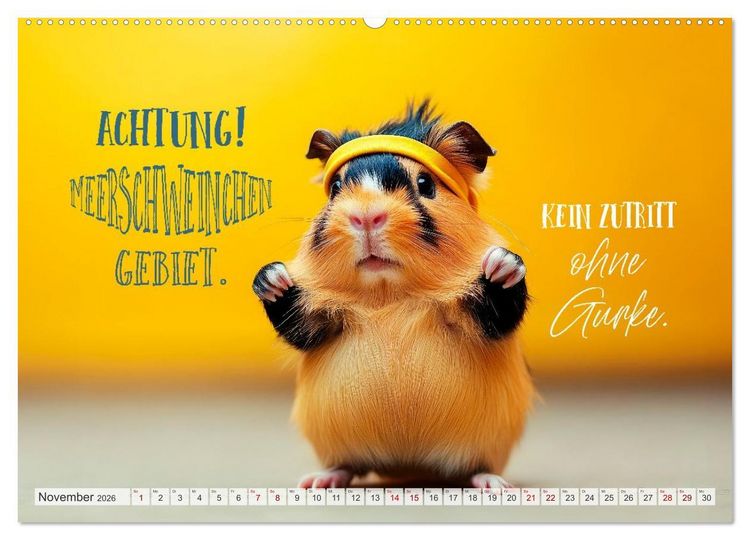 Produktbild: Meerschweinchen LUSTIG DURCHS JAHR (hochwertiger Premium Wandkalender 2026 DIN A2 quer), Kunstdruck in Hochglanz
