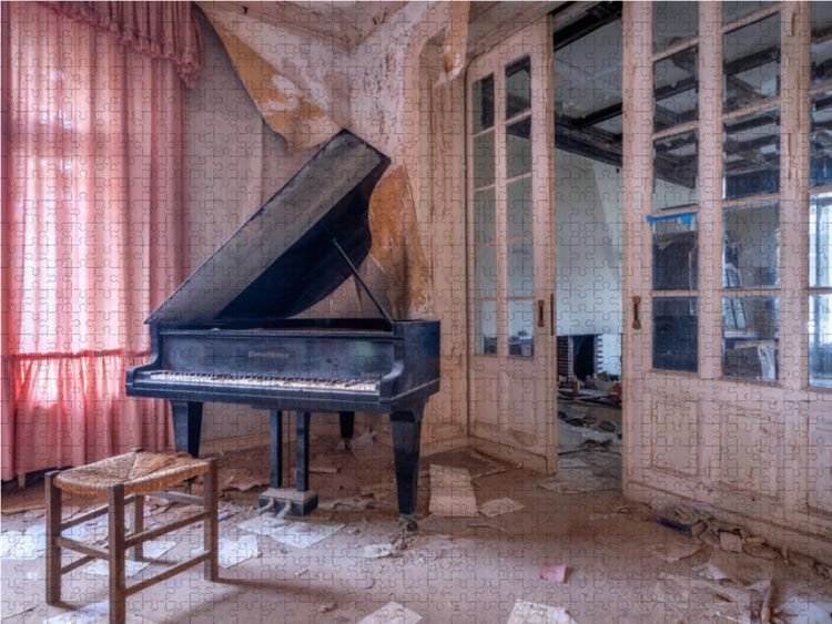 Produktbild: CALVENDO Puzzle Das schwarze Klavier 1000 Teile Lege-Gr&ouml;&szlig;e 64 x 48 cm Foto-Puzzle Bild von Christian Ringer