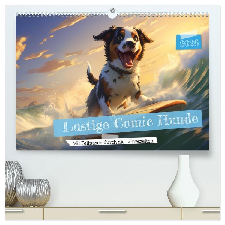 Produktbild: Lustige Comic Hunde (hochwertiger Premium Wandkalender 2026 DIN A2 quer), Kunstdruck in Hochglanz
