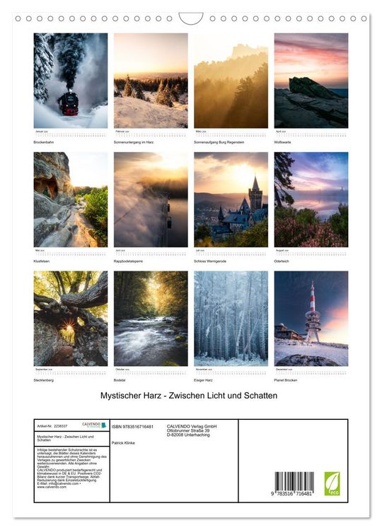 Produktbild: Mystischer Harz - Zwischen Licht und Schatten (Wandkalender 2026 DIN A3 hoch), CALVENDO Monatskalender