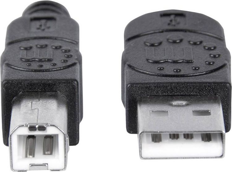 Produktbild: Manhattan USB-Kabel USB 2.0 USB-A Stecker, USB-B Stecker 5.00m Schwarz 337779