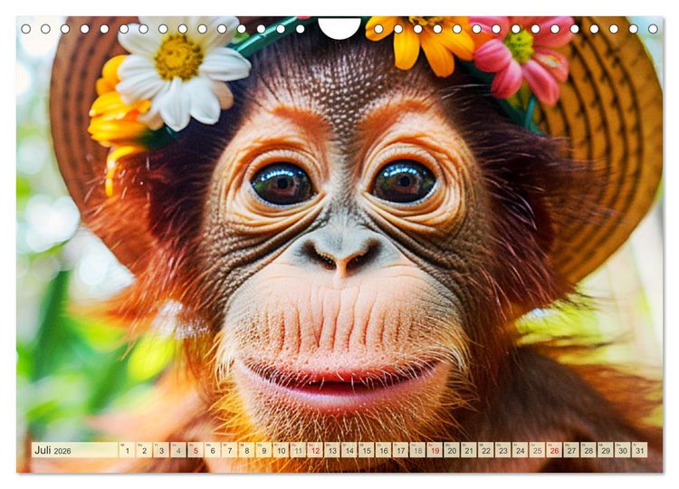 Produktbild: Affige Selfies. Tierisch witziges aus dem Dschungel (Wandkalender 2026 DIN A4 quer), CALVENDO Monatskalender
