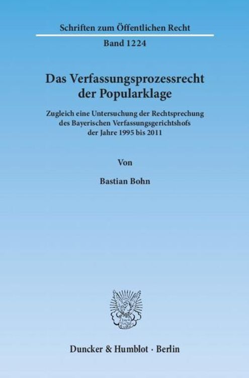 Produktbild: Das Verfassungsprozessrecht der Popularklage.