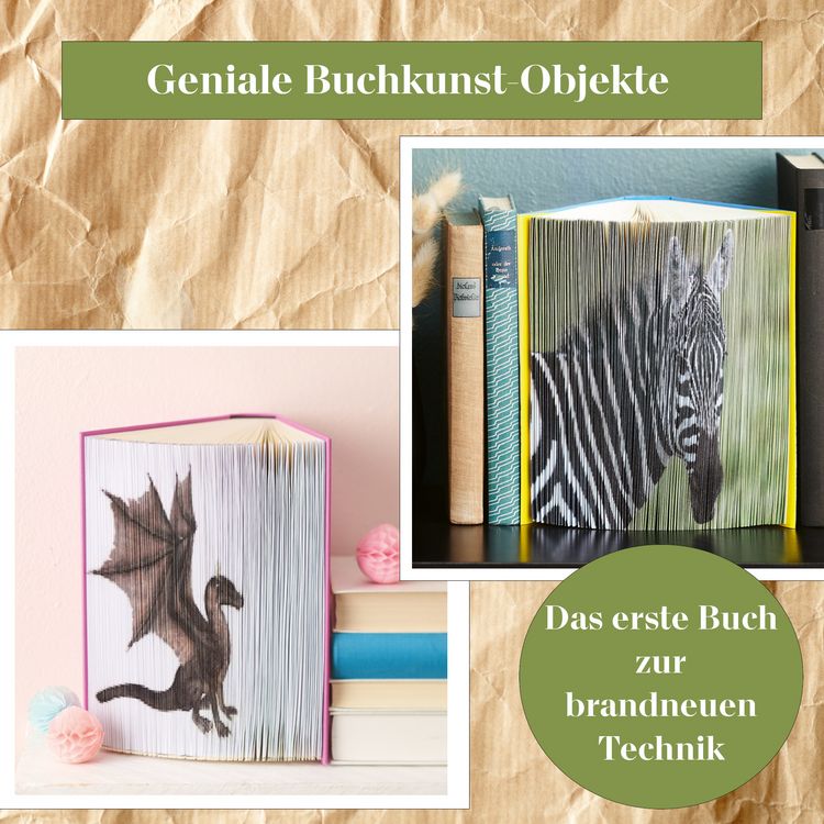 Produktbild: Motivblock - B&uuml;cherkunst mit Fotos. In Streifen geschnittene Fotos in ein Buch geklebt ergeben ein beeindruckendes Bild