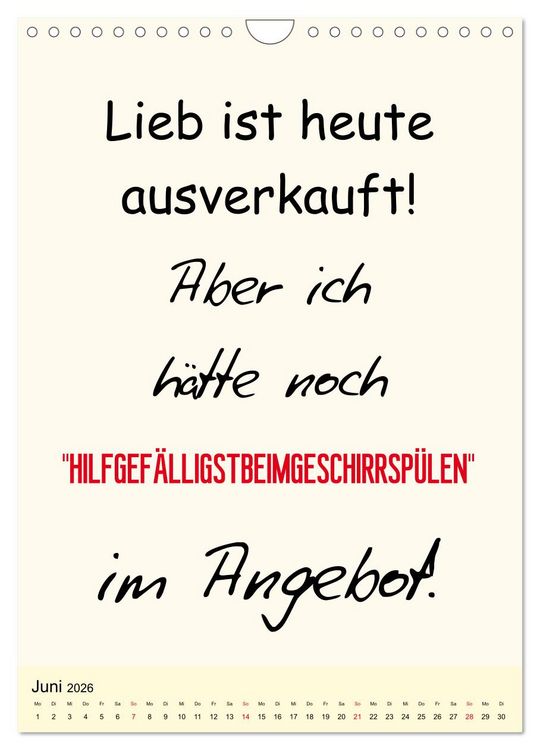 Produktbild: Spr&uuml;che-Kalender. Lustiges f&uuml;r die Familie! (Wandkalender 2026 DIN A4 hoch), CALVENDO Monatskalender