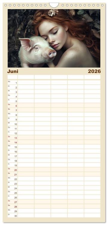 Produktbild: Familienplaner 2026 - Magische Tierliebe mit 5 Spalten (Wandkalender, 21 x 45 cm) CALVENDO