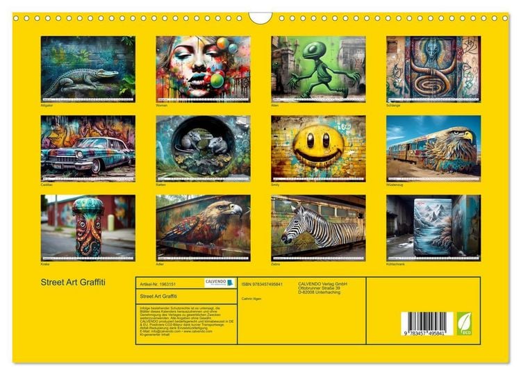 Produktbild: Street Art Graffiti (Wandkalender 2026 DIN A3 quer), CALVENDO Monatskalender
