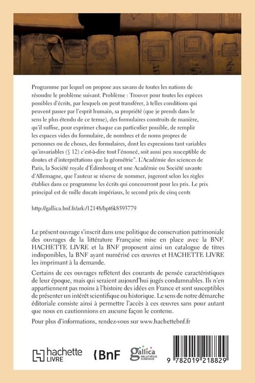 Produktbild: Programme Par Lequel on Propose Aux Savans de Toutes Les Nations de R&eacute;soudre Un Probl&egrave;me