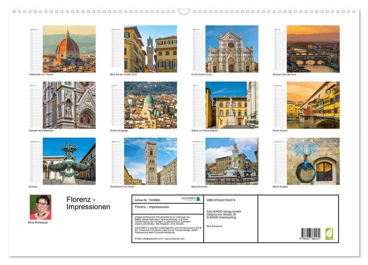 Produktbild: Florenz - Impressionen (Wandkalender 2026 DIN A2 quer), CALVENDO Monatskalender
