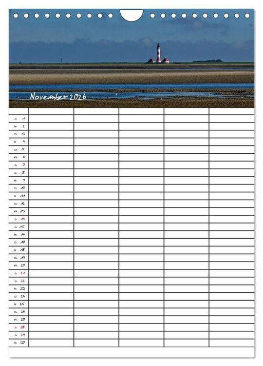 Produktbild: St. Peter Ording Familienplaner (Wandkalender 2026 DIN A4 hoch), CALVENDO Monatskalender
