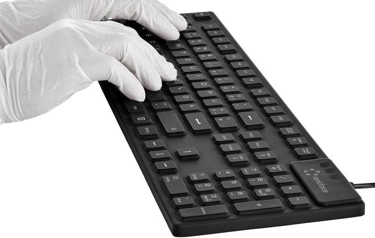 Produktbild: Renkforce RF-3561816 USB Tastatur Deutsch, QWERTZ Schwarz Silikonmembran vollversiegelt IP68