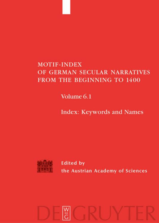 Produktbild: Motif-Index of German Secular Narratives from the Beginning to 1400 / Index