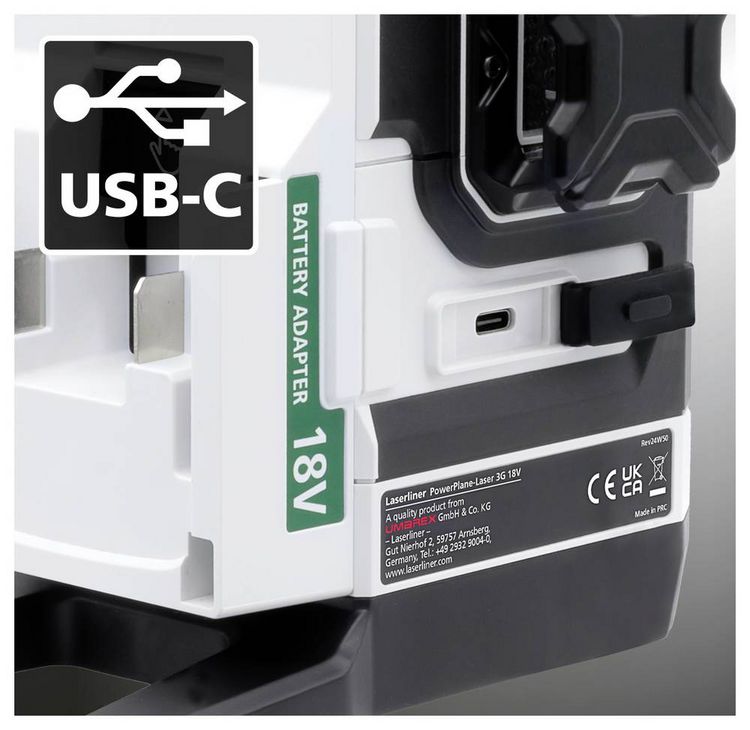 Produktbild: Laserliner PowerPlane-Laser 3G Multi-18V Dreidimensionaler Laser gr&uuml;ner Laser, inkl. Box, ohne Akku, selbstnivellierend Reichweite (max.): 60 m