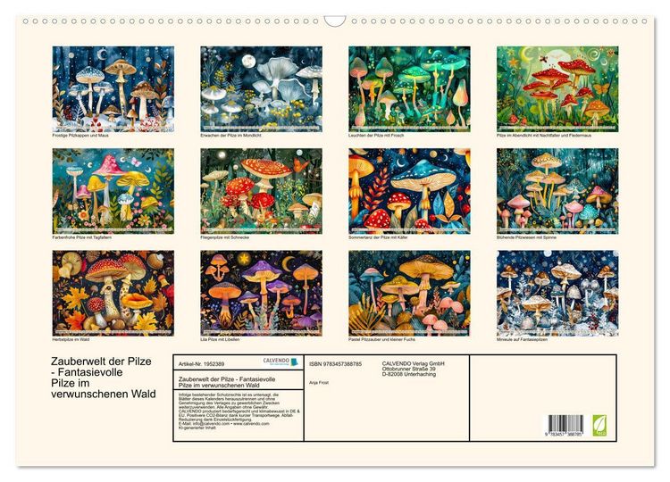 Produktbild: Zauberwelt der Pilze - Fantasievolle Pilze im verwunschenen Wald (Wandkalender 2026 DIN A2 quer), CALVENDO Monatskalender