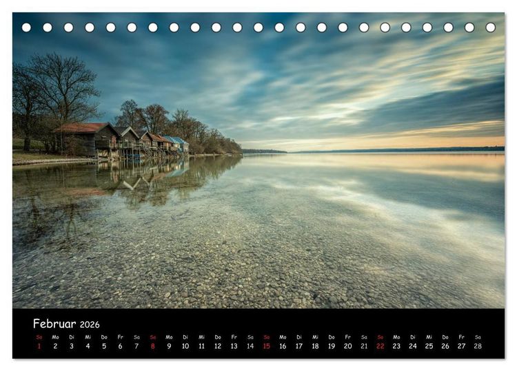 Produktbild: silent minutes - Lichtstimmungen im 5-Seen-Land (Tischkalender 2026 DIN A5 quer), CALVENDO Monatskalender