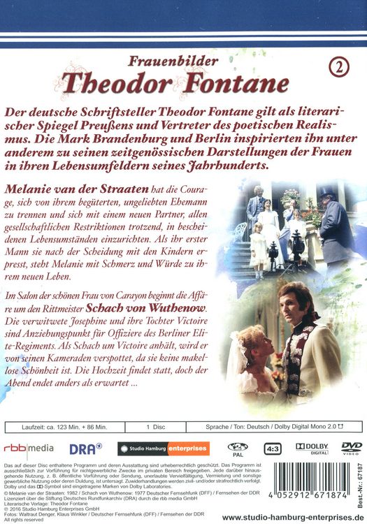 Produktbild: Theodor Fontane: Frauenbilder/Leben - Liebe - Schicksale Vol. 2- Melanie van der Straaten + Schach von Wuthenow
