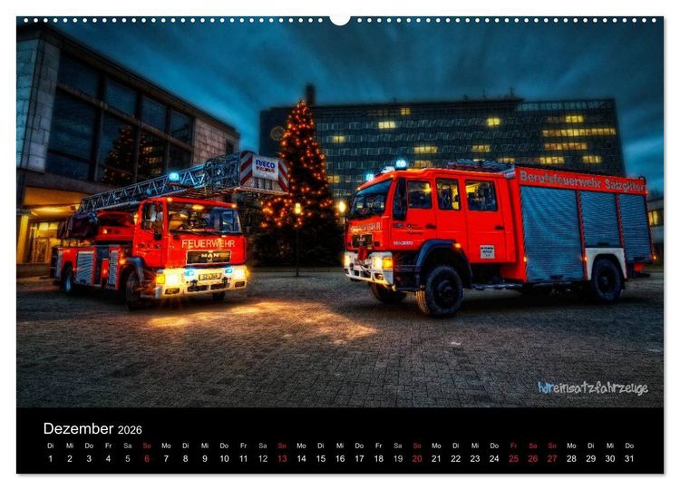 Produktbild: Einsatzfahrzeuge der Feuerwehr (Wandkalender 2026 DIN A2 quer), CALVENDO Monatskalender