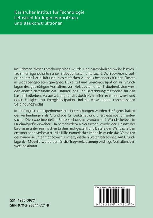 Produktbild: Verhalten einer Massivholzbauweise unter Erdbebenlasten