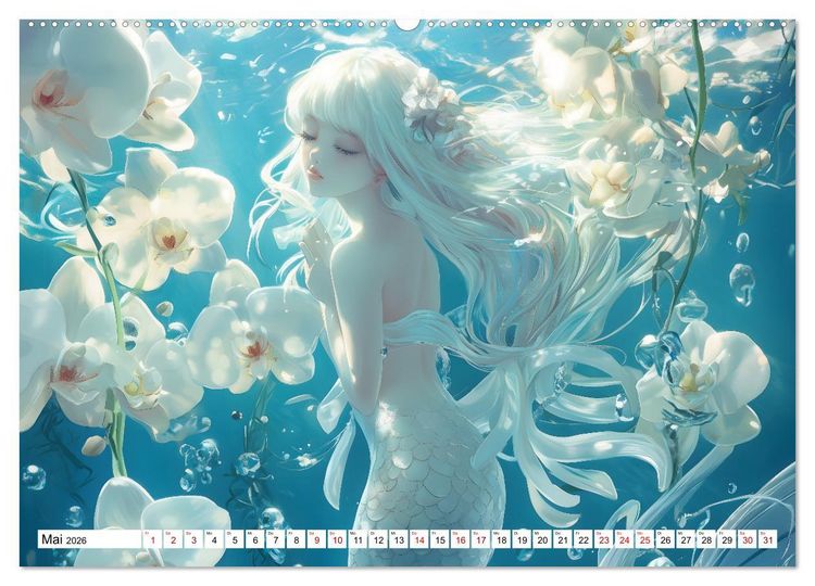 Produktbild: Mystische Meerjungfrauen: Ein Jahr in verzauberten Ozeanen (hochwertiger Premium Wandkalender 2026 DIN A2 quer), Kunstdruck in Hochglanz